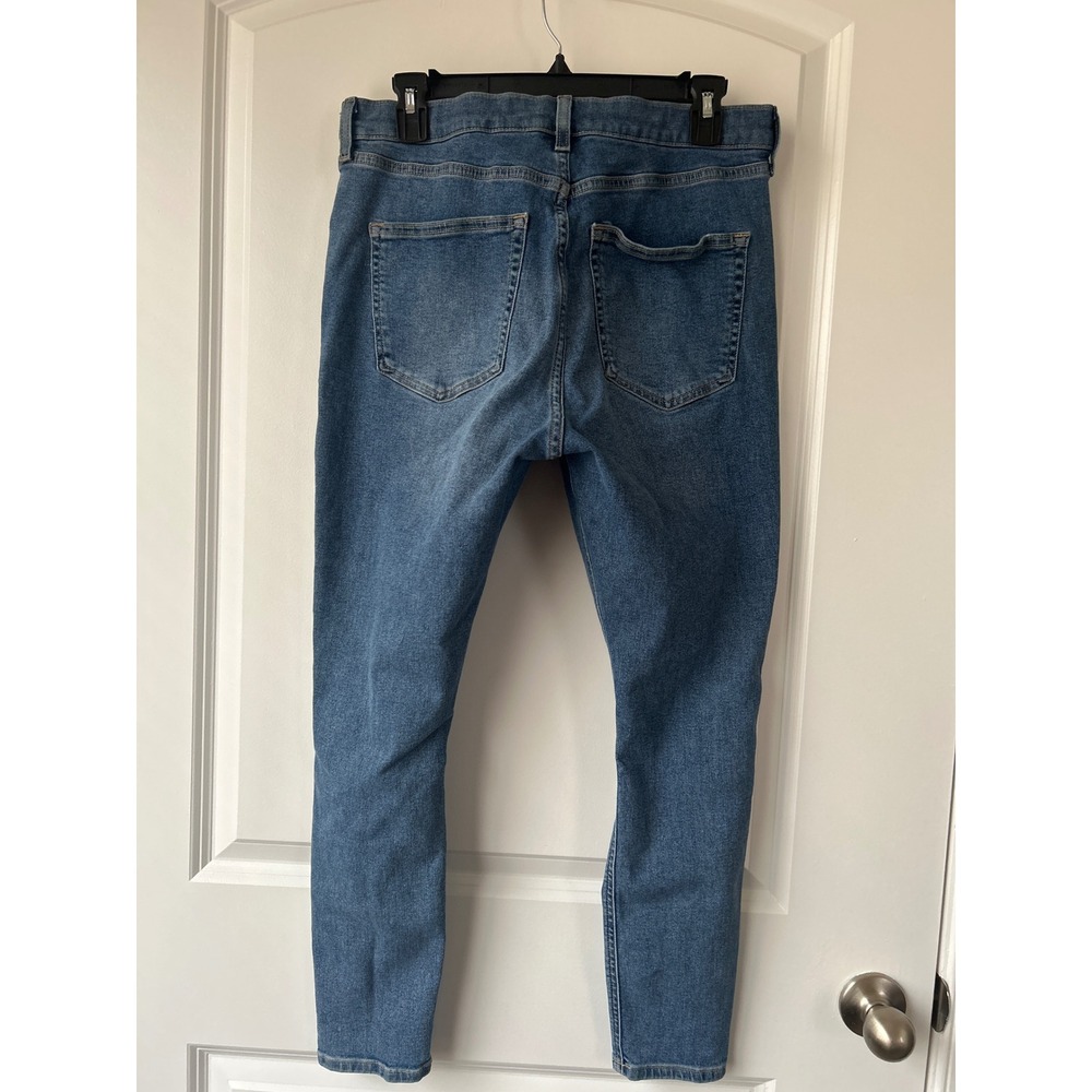 Topshop Moto Jamie Skinny Jeans Blue Ripped Knee High Waisted W34 L30 Distressed - Picture 3 of 3